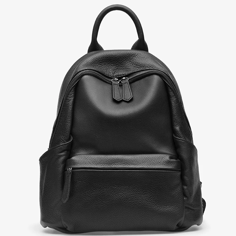 100% Soft Genuine Leather Backpacks Women Casual Cowhide Leather Backpack For Girls Travel Bag Black Classic Designer Back Pack