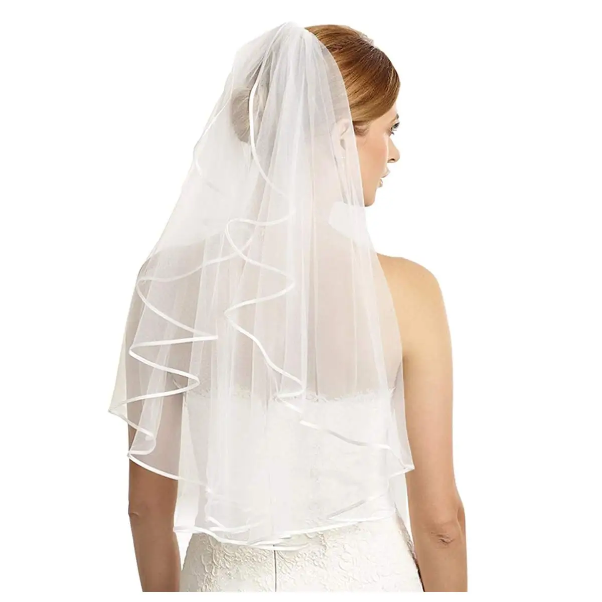 Bridal Veil Women's Simple Tulle Short Party Wedding Ribbon Edge Comb for Hen