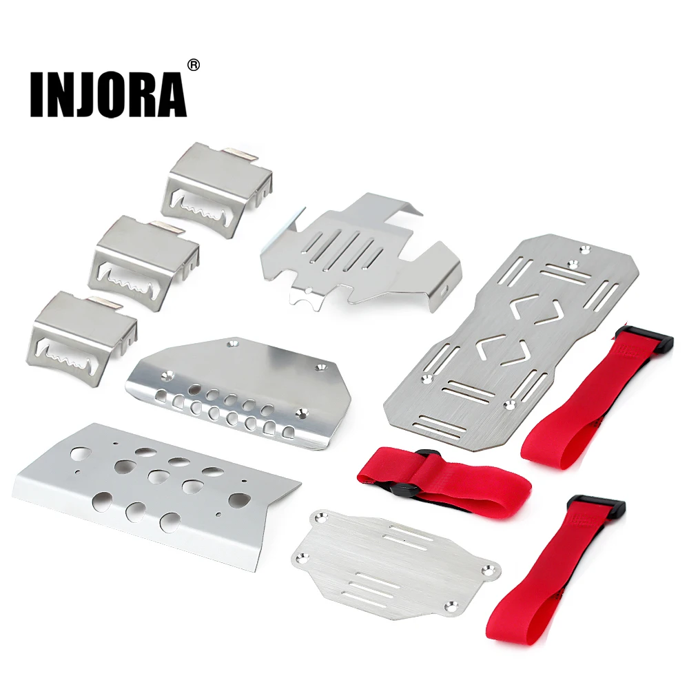 INJORA Stainless Steel Chassis Armor Axle Protector Skid Plate for 1/10 RC Crawler TRX-6 G63 6X6