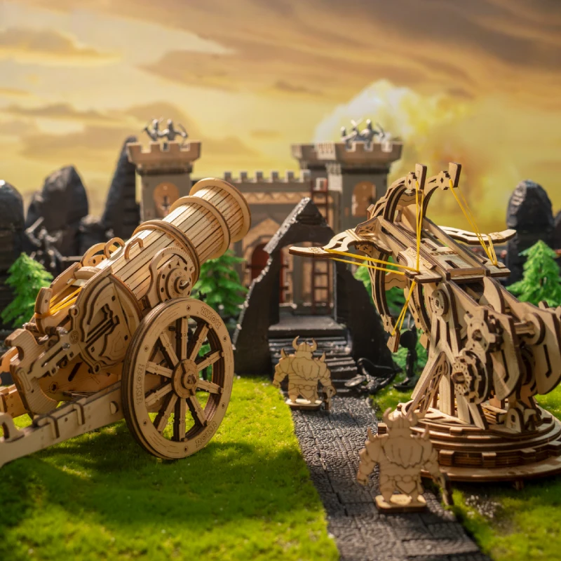 Robotime 3D Wooden Puzzle Medieval Siege Weapons Game Assembly Set Gift for Children Teens Adult War Strategy Toy KW401 KW801