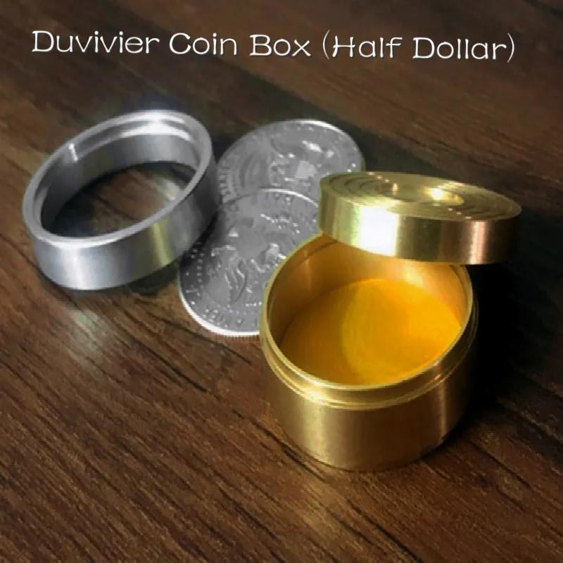 Duvivier Coin Box (Half Dollar) by Dominique Duvivier Coin Magic Tricks Illusions Close up Magic Props Magician Three In One Box