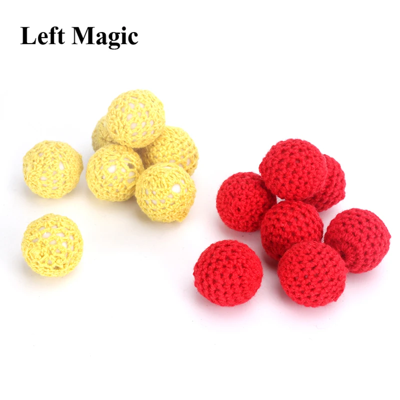 2pcs Crochet Ball (Red/yellow Available, Dia 2.1cm) Magic Tricks Accessory for Cup & Balls /Chop Cup Classic toys