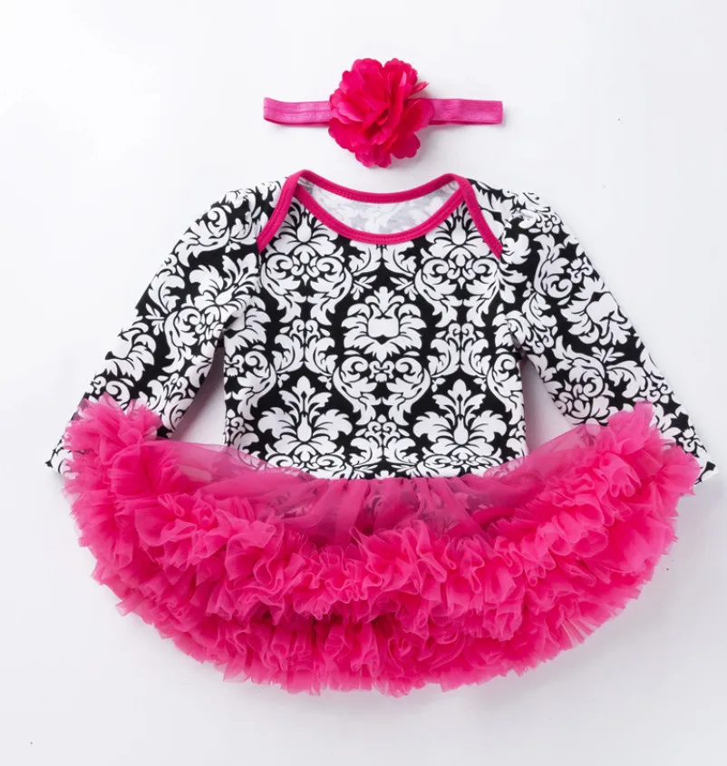 

Baby Clothing Set Princess Cotton Leopard Rompers+Flower Headband Newborn Bebes Toddler Infant Girls Birthday Party Lace Dresses