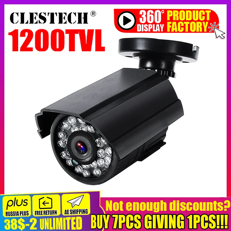 HD 미니 CCTV 카메라 야외 방수 IP66 나이트 비전 컬러 아날로그 CVBS 모니터링 보안 브래킷, 고품질 1200TVL