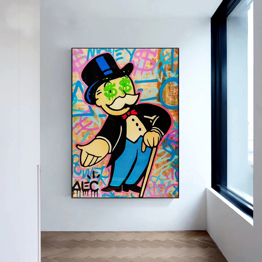 Alec Monopoly Graffiti Art Canvas Paintings On The Wall Art Posters And Prints Wall Picture For Living Room Decor Cuadros