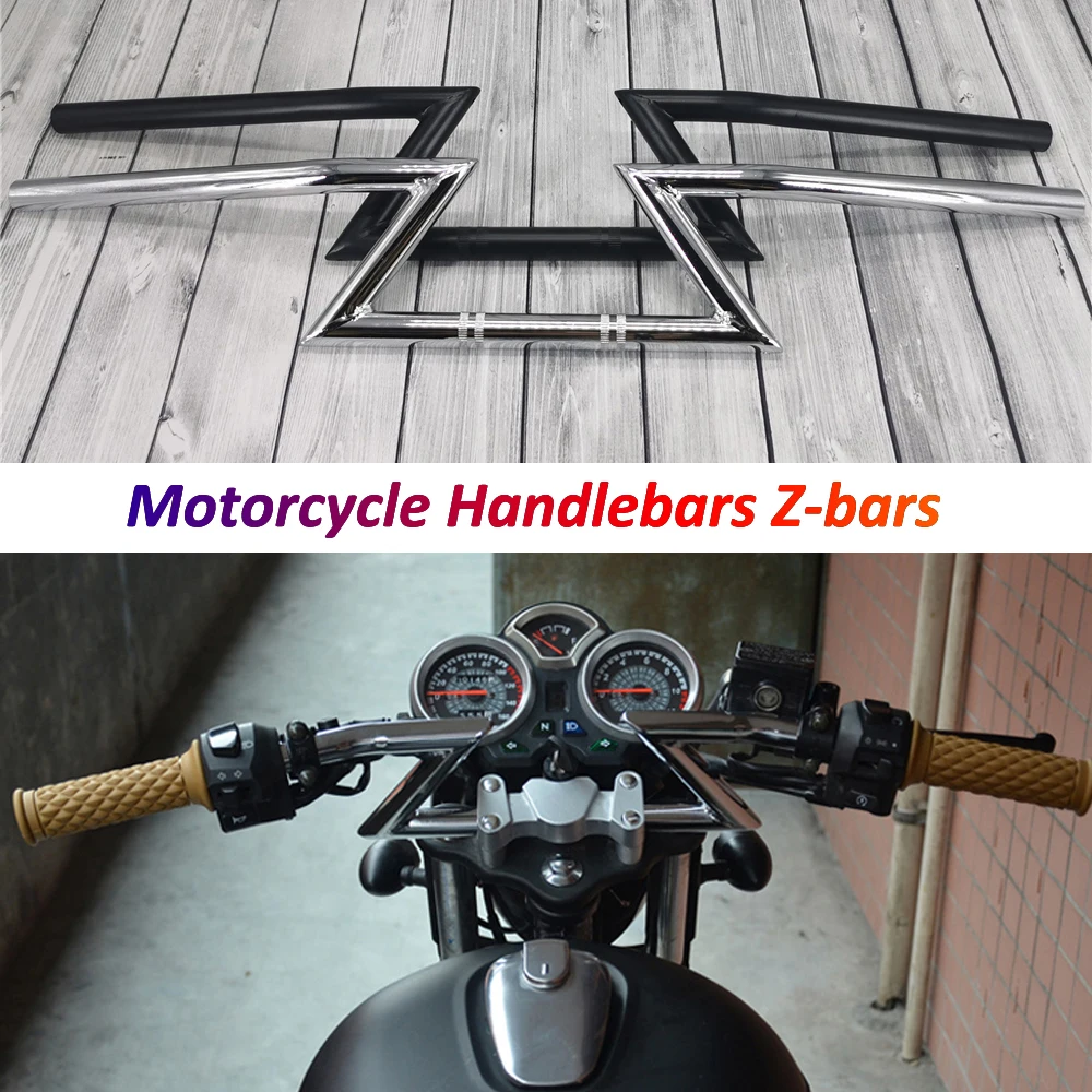 Retro Motorbike Handlebars 22mm Z-Bars Motorcycle Steering Wheel for Cafe Racer Royal Enfield Dyna Softail Chopper Bobber