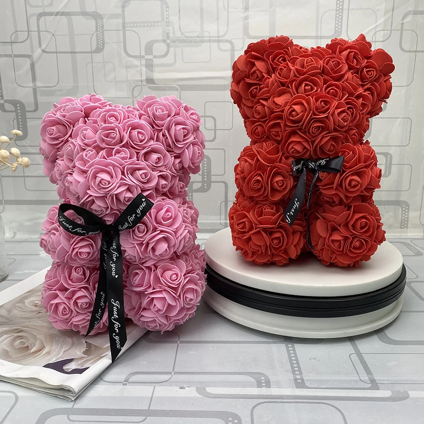 

25 cm high roses bear Valentine's Day teddy bears 15 colors Holiday High-grade DIY gifts Christmas gift wedding decoration