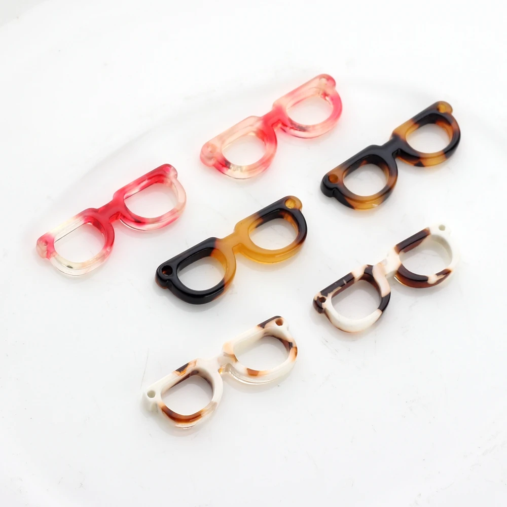 10pcs/lot Acetic Acid Resin Charms Tortoiseshell Glasses Sunglasses Charms Connector For DIY Jewelry Making Finding Accessories