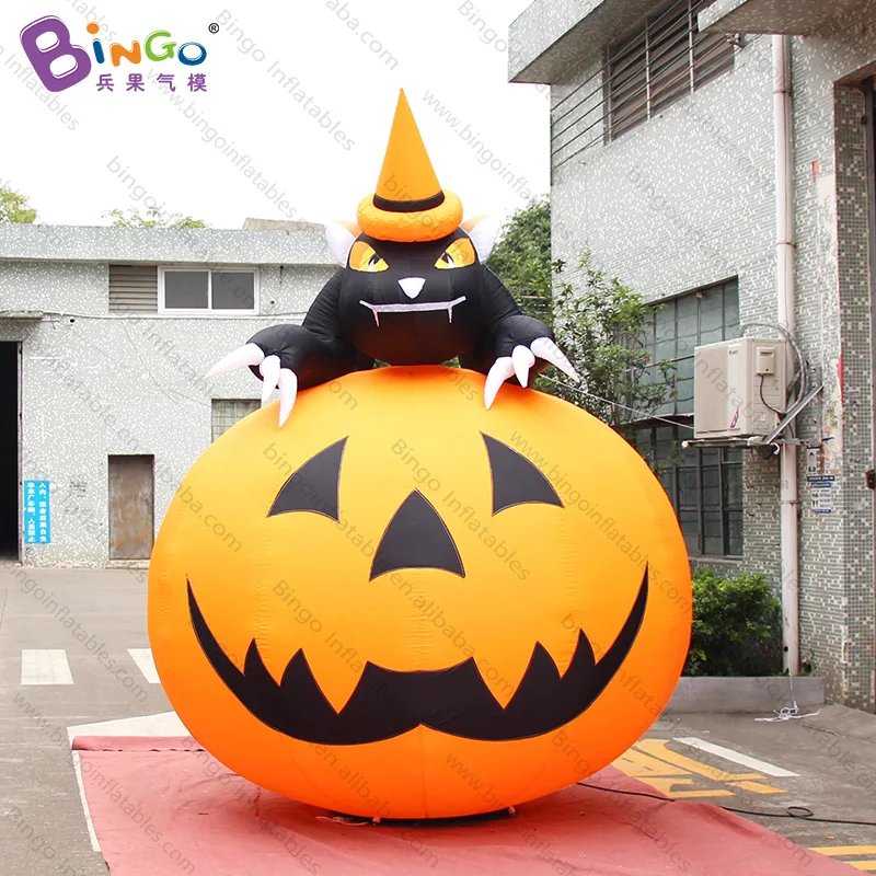 

Halloween 3mh black cat pumpkin inflatable toy/custom Halloween led lighting decorated inflatable toy