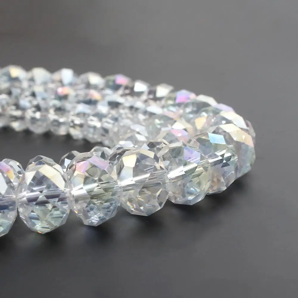 4/6/8/10/12mm Crystal Rondel Beads Wheel Faceted Glass Beads for Diy Bracelet Accessories Jewellery Making 15\'\'/Strand Pick Size
