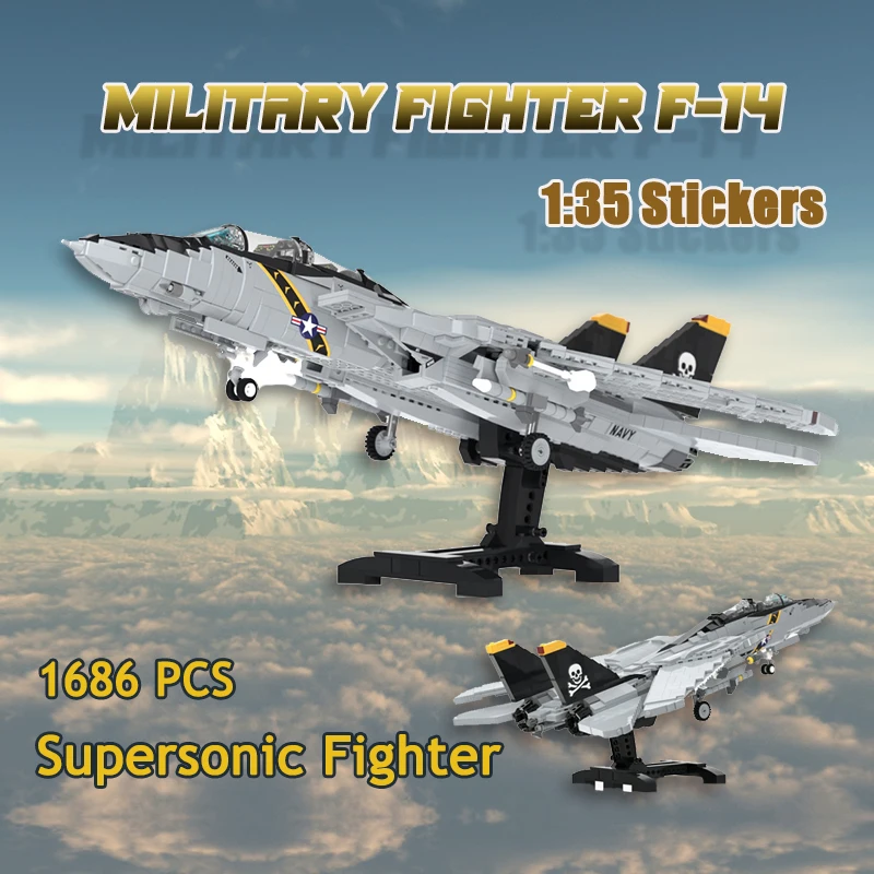 

MOC Building Block Fighter F-14 Tomcat Supersonic Combat Aircraft DIY Assembly Technology Bricks Model Children's Toys Xmas Gift