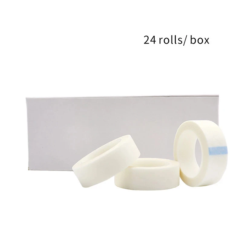 Weiße 24 Rollen Vlies-Wickelband Medizinisches Klebeband Wimpernverlängerung Fusselfreie Augenpads Weißes Seidenpapier Unterpads Medizinische Klebebänder – Detail 6