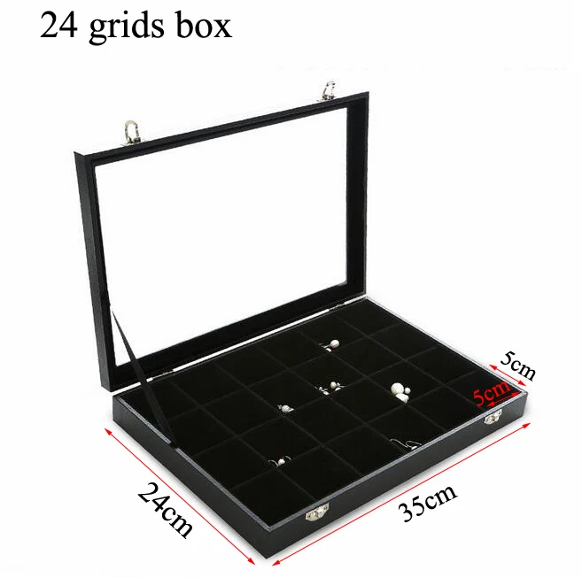High Quality PU Frame Velvet Jewelry Organizer Earring Ring Box Necklace Pendant Storage Case Jewellery Display