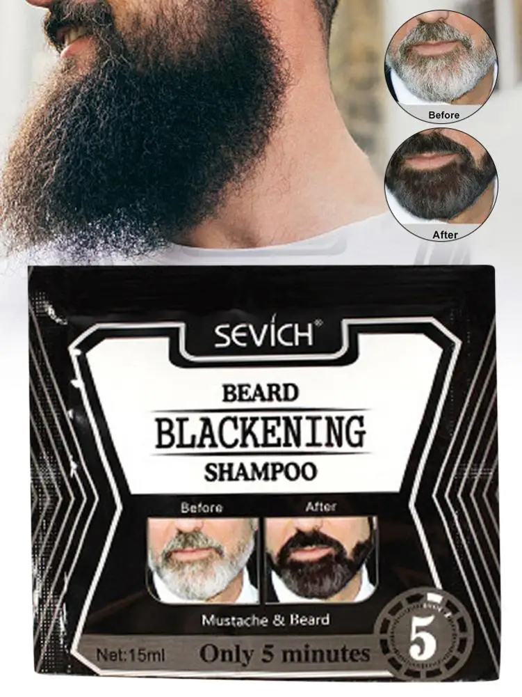 1/3/5 pçs barba shampoo preto barba shampoo barba coloração líquida barba para cuidados com a barba dos homens