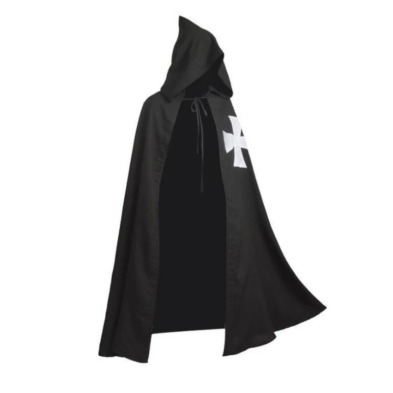 1 Stück Schwarz MITTELALTERLICHER KRIEGER Cosplay Kostüm TEMPLAR RITTER Umhang Robe