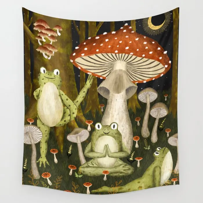 

Mushroom Forest Yoga Wall Tapestry Background Wall Covering Home Decoration Blanket Bedroom Wall Hanging Tapestries