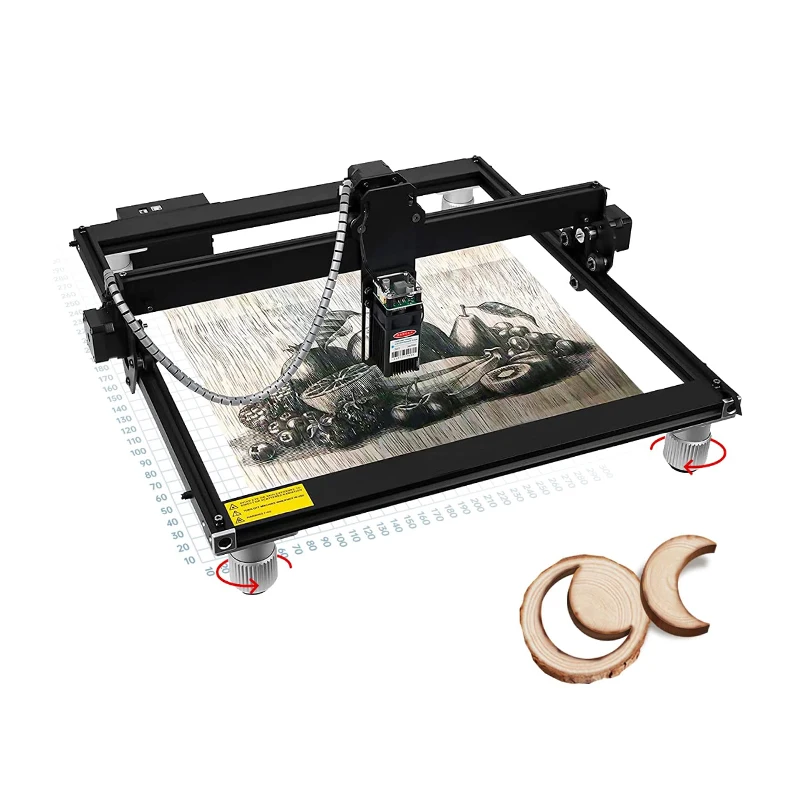 Grabador láser de 20W, máquina cortadora de grabado láser, máquina de enfoque fijo preciso mejorada, área de trabajo de 400x400mm