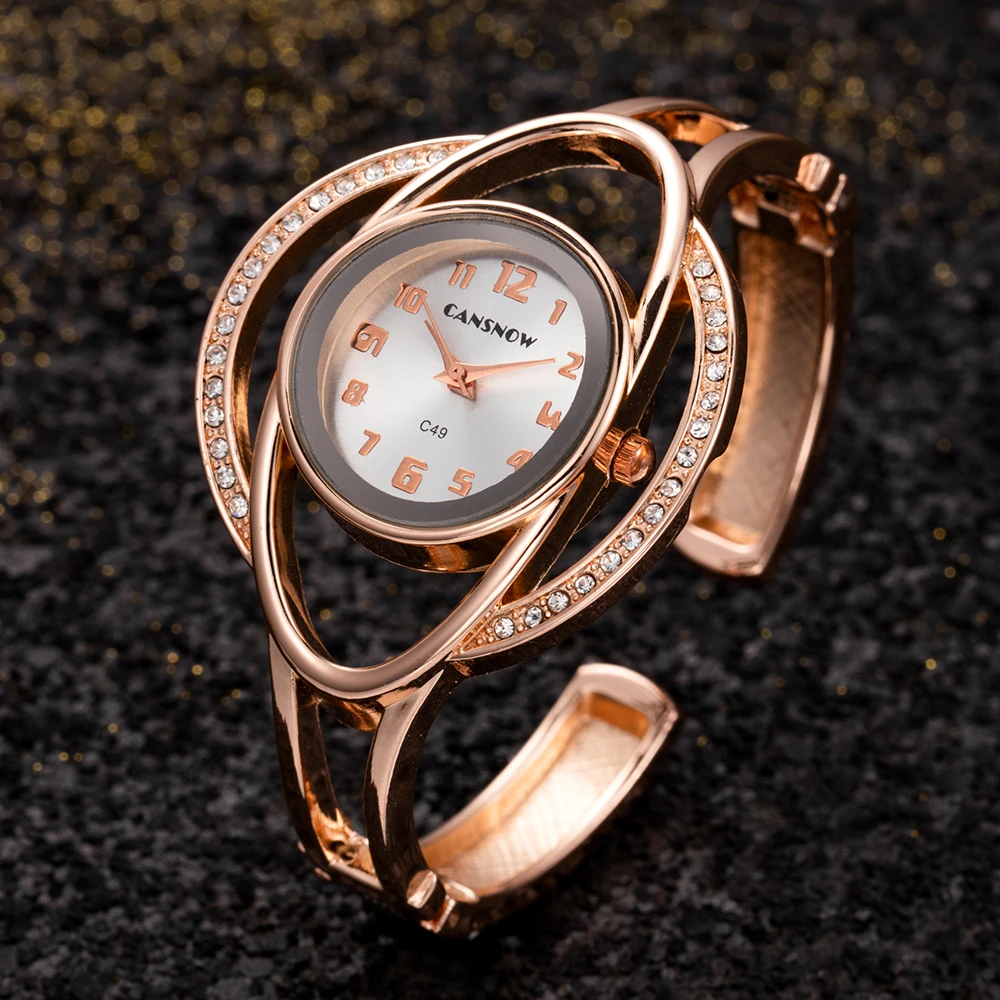 Relojes de lujo con diamantes de imitación para mujer, pulsera de oro con esfera pequeña, reloj de pulsera femenino de marca superior