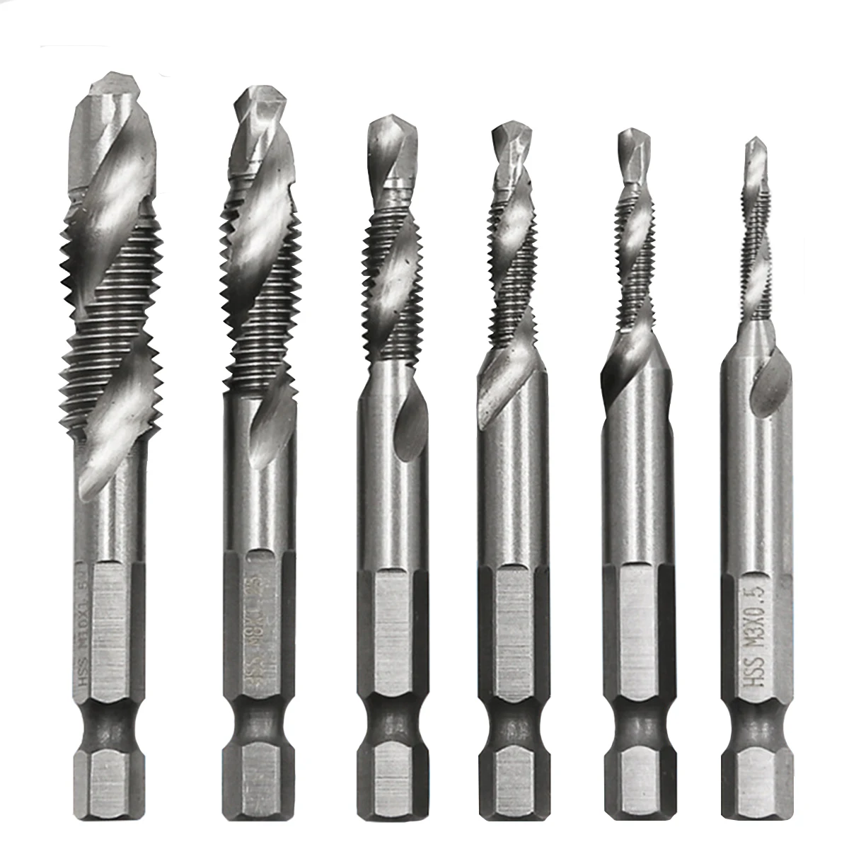 1pc Thread M3 M4 M5 M6 M8 M10 Screw Tap Drill Bits Hss Taps Countersink Deburr Metric High Speed Steel 1/4 IN Quick Change Hex