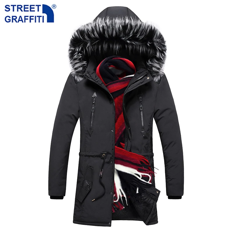 2021 New Men Winter Long Warm Thick Jacket Parkas Coat Men Autumn Outwear Windproof Fur Collar Outdoor Pocket Parkas Men 8XL