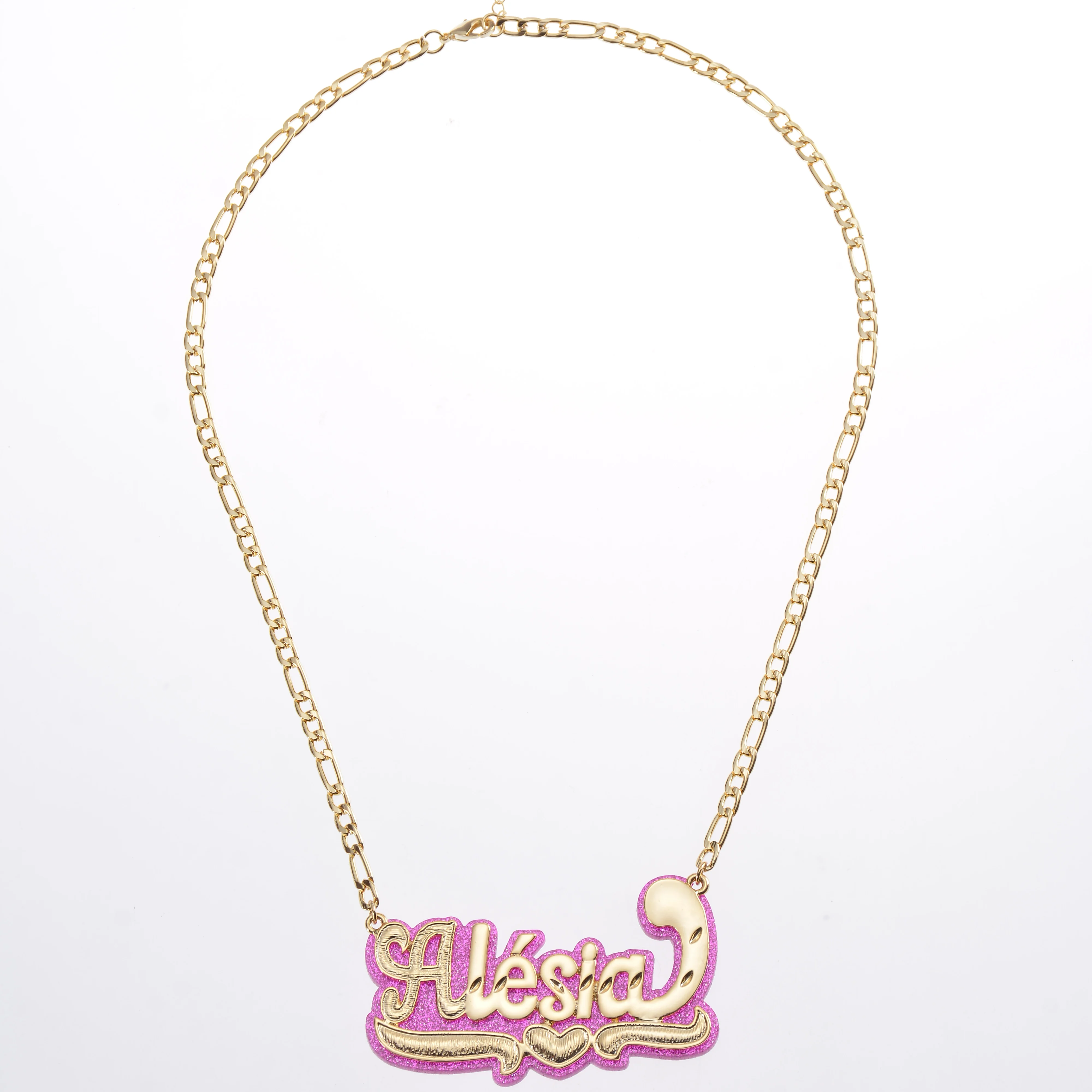 DUOYING 2020 New Custom Necklace Acrylic Personalized Name Necklaces Copper Double Plated Acrylic Pendant Necklace For WomenGift