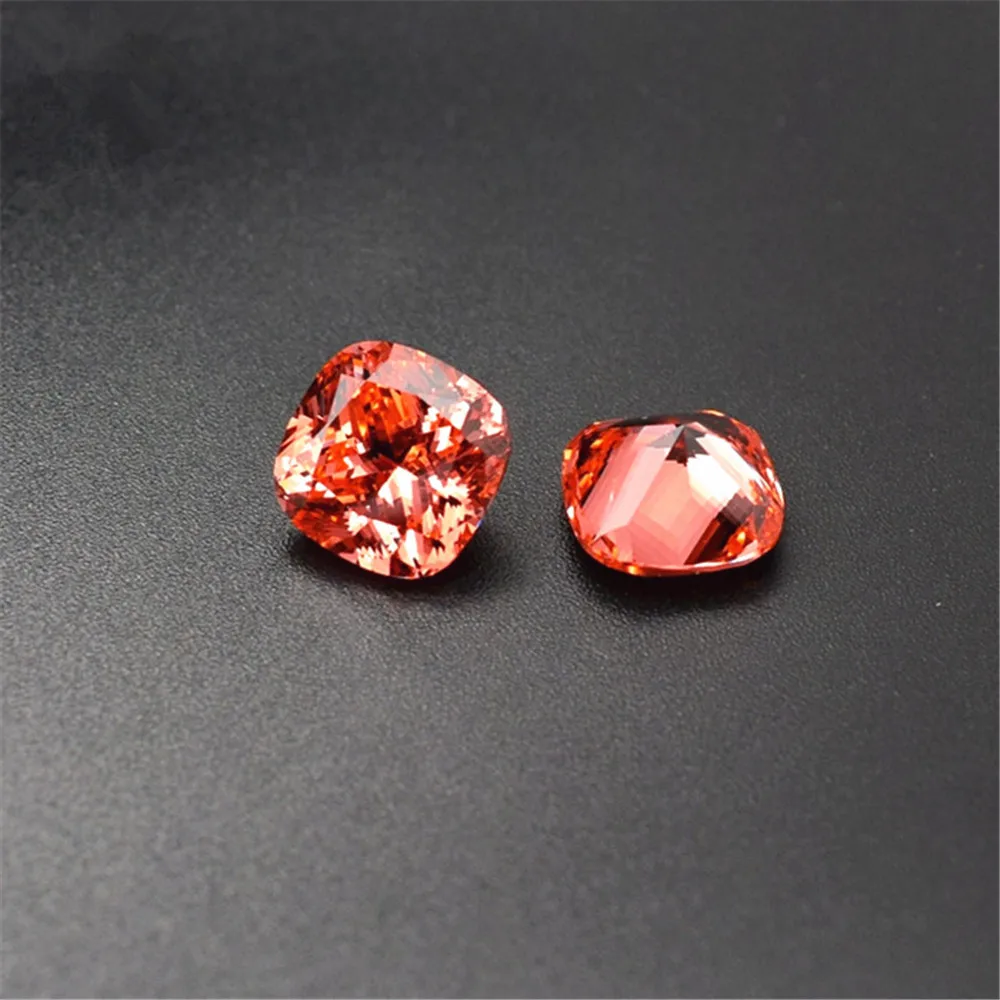 Spessartine Square Faceted Gemstone Cushion Cut Spessartite Garnet with Pink Tone 3 Sizes to Choose C16P