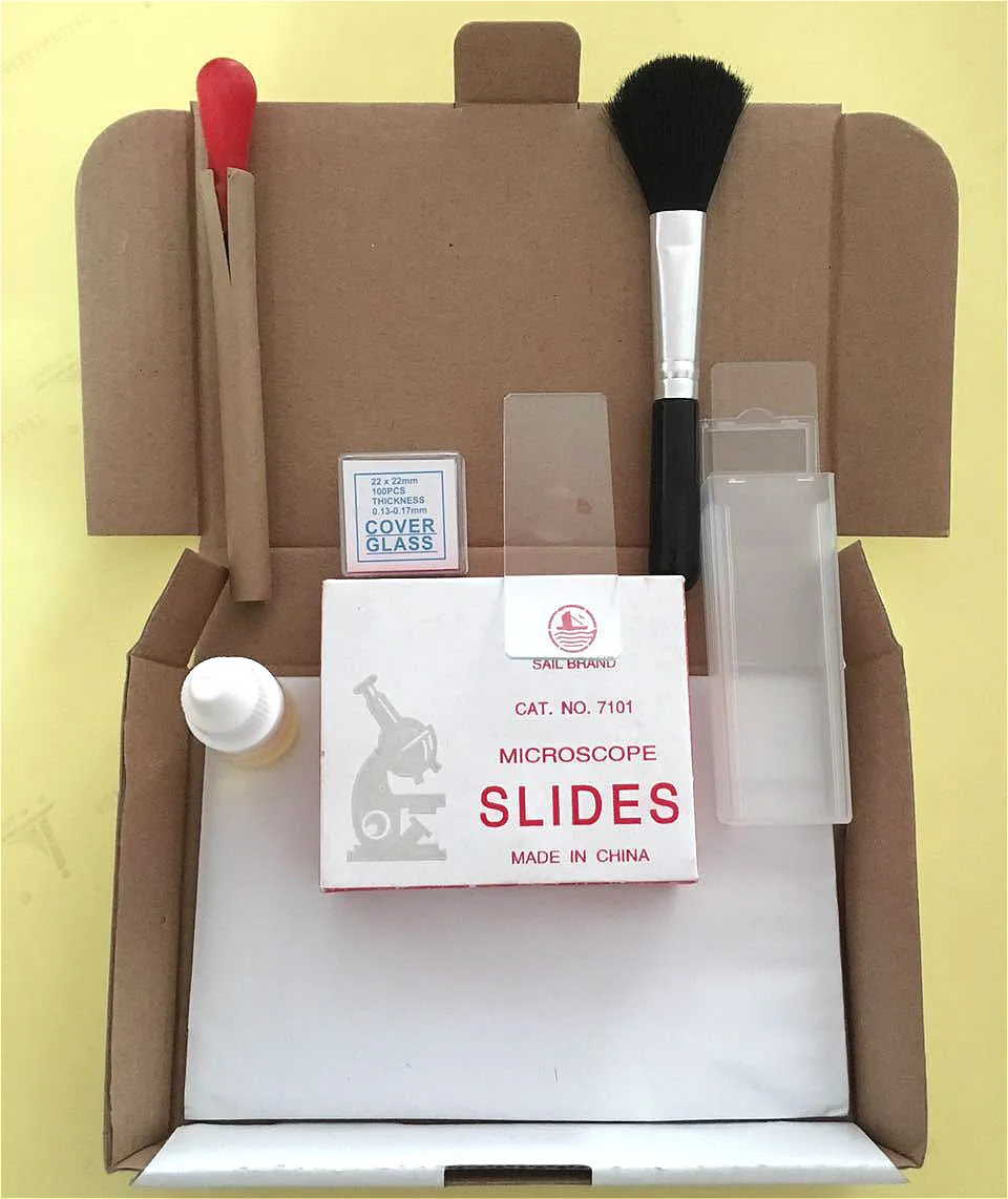 Set di accessori per strumenti per la pulizia del microscopio Slides Coverslip Kit Cover Glass Solides Box Dropper Sweep 1 Set Tota