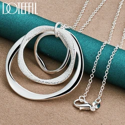 DOTEFFIL 925 Sterling Silver 16-30 Inch Chain Three Circle Pendant Necklace For Women Man Fashion Wedding Party Charm Jewelry
