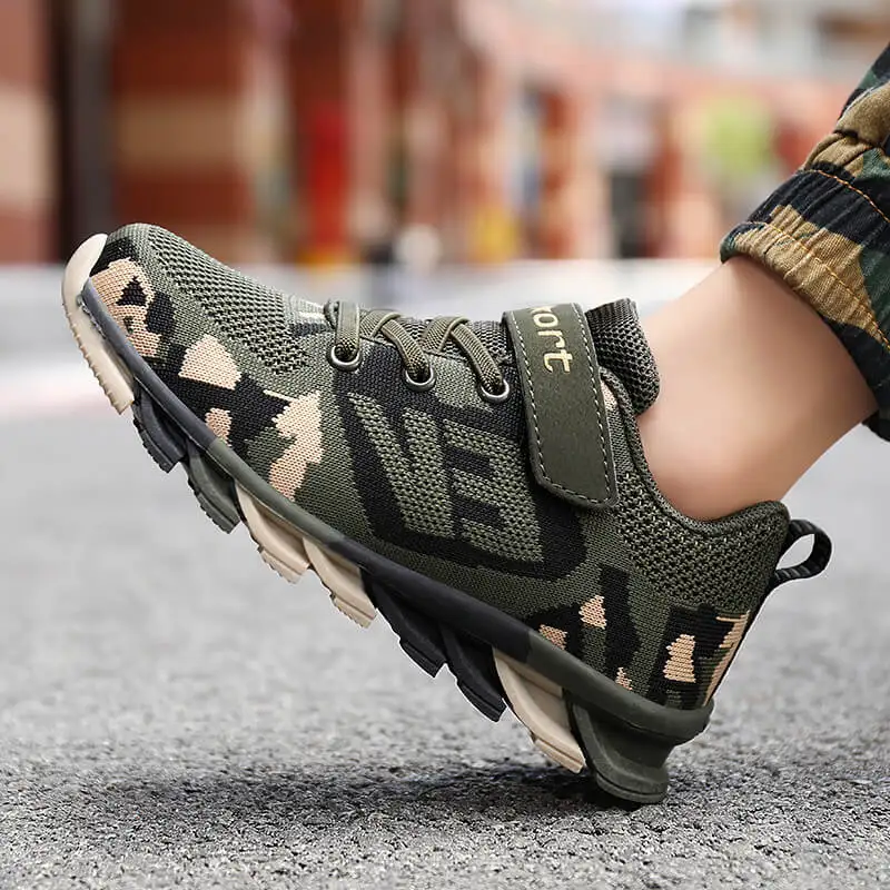 2024 Trend Kids Running Shoes Children Boys Walking Shoes Outdoor Camouflage Mesh Knitting Boys Jogging Sneakers zapatillas niño