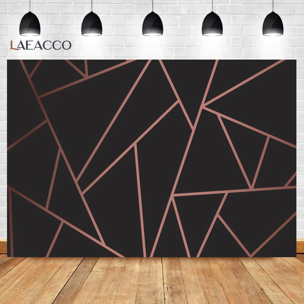 Laeacco Gold Black Line Abstract Geometric 3D Pattern Background For Photography  Photographic Backdrop For Digital Photo Studio