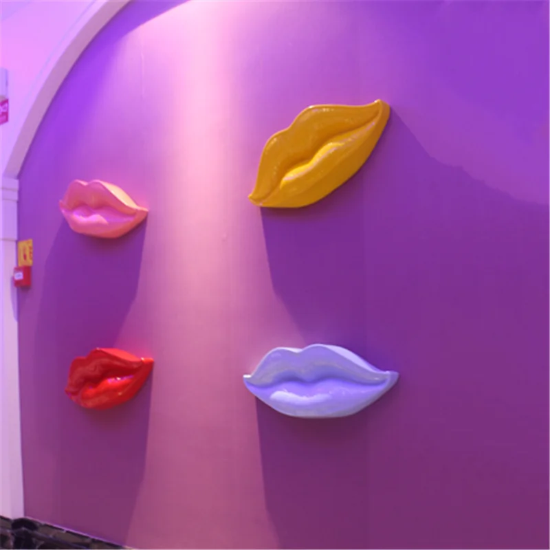 Resin Art Wall Decor Mural Sculpture Big Lips Mask Figurines Living Room Decoration Accessories Human Body Home Decor Statue B30