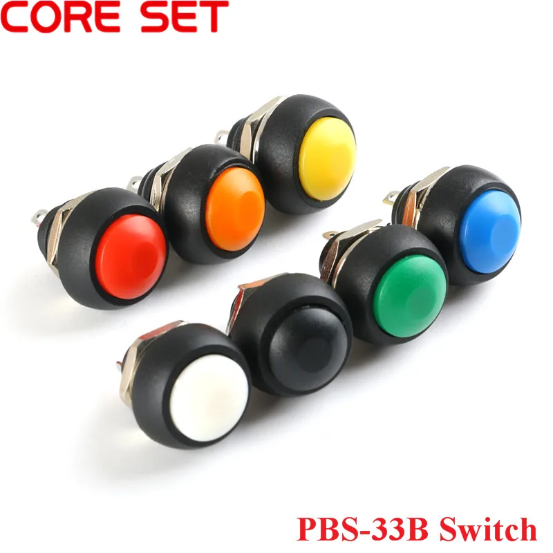 6szt/1szt PBS 33B Mini Samll Plastikowy przycisk Okrągła główka ON OFF Przełącznik chwilowy 2-pinowy 12mm Wodoodporny reset zasilania Bez blokowania