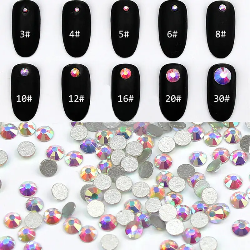 1440/288/144P SS2-SS50 Glitter AB colors  Rhinestones Crystal Flat back 3D Nail Costume Decos Crafts wedding Dress Garments Diy