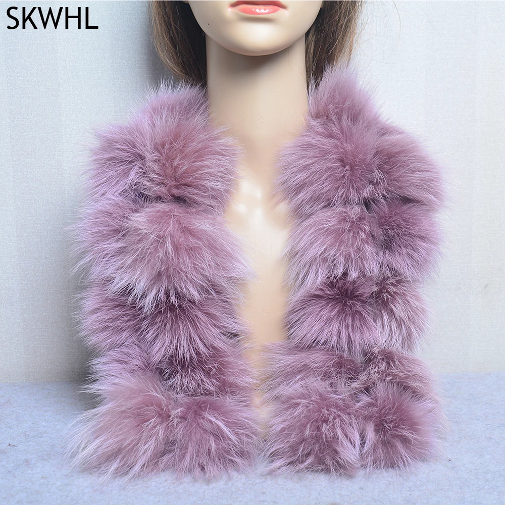 

Luxury Women Winter Warm Real Fox Fur Scarf Good Quality Natural Raccoon Fur Muffler Fashion Lady 100% Genuine Fur Scarf Muffler