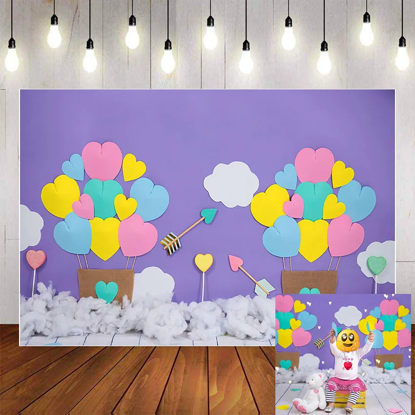 

Mehofond Valentine's Day Photography Background Love Cloud Newborn Baby Birthday Party Decor Backdrop Photocall Studio Props