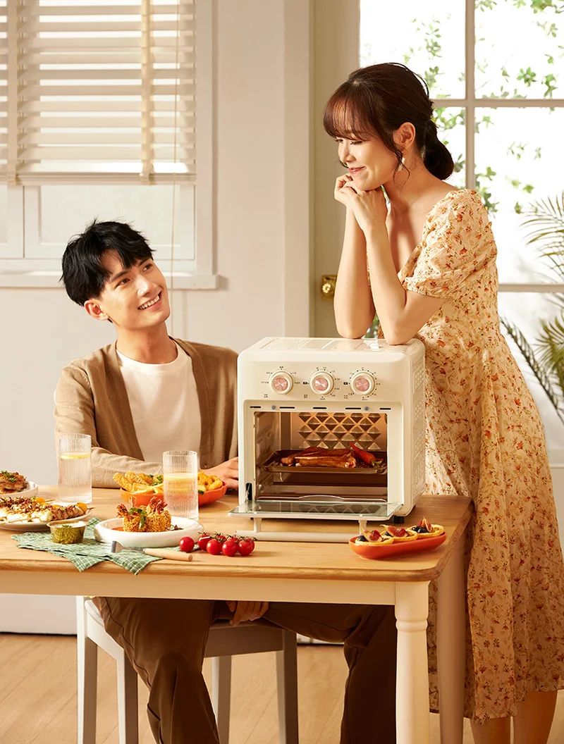 Air Fryer 15L บ้านเตาอบน้ำมันฟรีไขมันต่ำ Air Fryer 2 In 1ลักษณะระดับอาหารเช้าเครื่องพิซซ่าเครื่อง