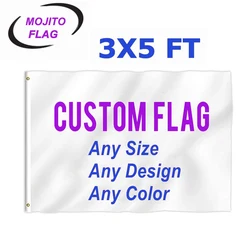 Custom Printed Flag Banner 2x3ft 3x5ft 90x150cm for Car Company Advertising Sports Logo Indoor Outdoor Club Flag