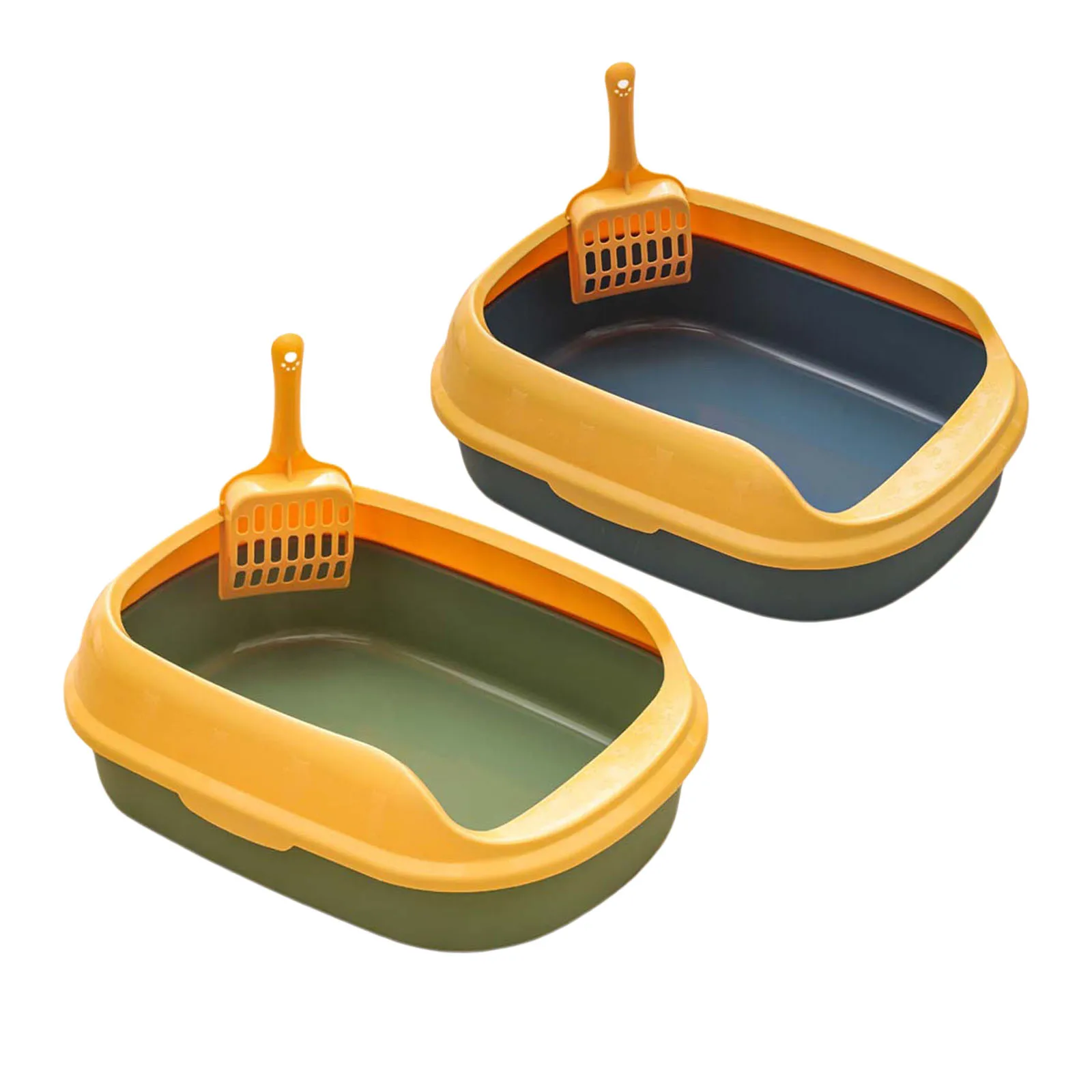 Durable Cat Litter Box PP Pet Non-Stick Pet Litter Tray Safe Pan Anti-Splash Detachable Rim Toilet W/Scoop Shovel Bedpan