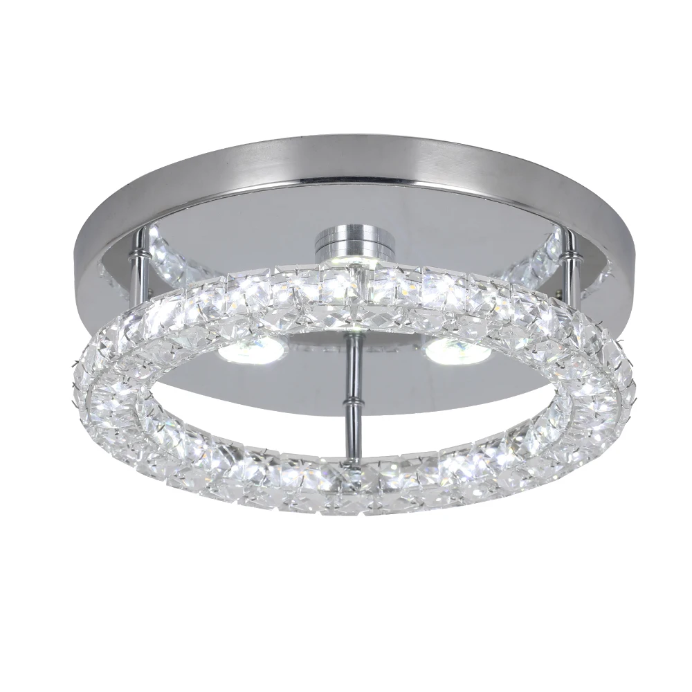 Modern LED Crystal Chandelier Lighting Mirror Rings Ceiling Lamp for Living Room Kitchen Luminaire Home Decor Light Fixture