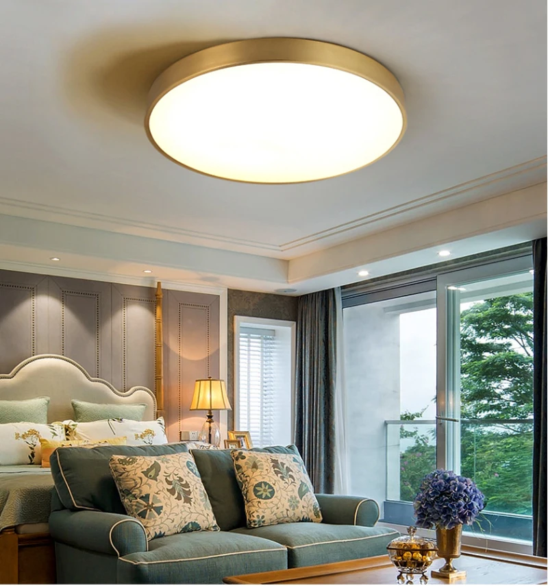 Modern ultra-thin LED gold ceiling lamp living room study light in the bedroom surface mounting