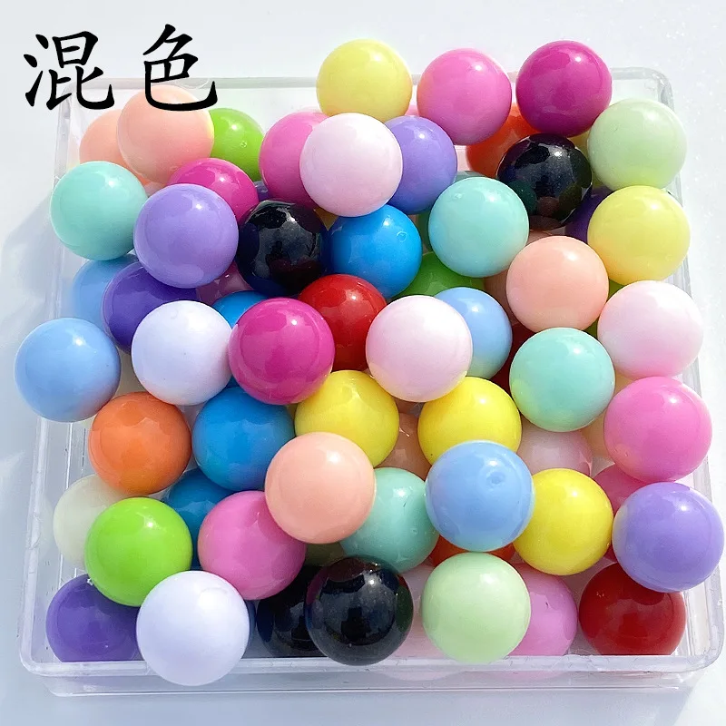 New Colorful Solid Acrylic Round Beads without Hole DIY Jewelry Accessories Gumball Plastic Lucite Beads 6mm 8mm 10mm 12mm 14mm