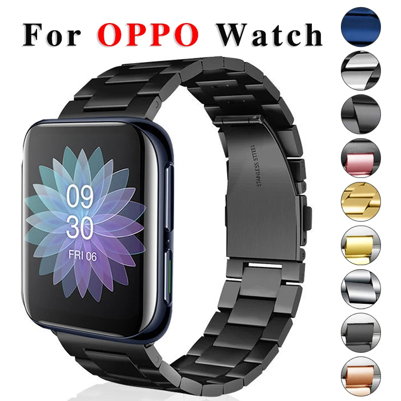 

Металлический ремешок из нержавеющей стали для OPPO Watch 41 мм 46 мм, сменный Браслет для смарт-часов OPPO, ремешок для наручных часов