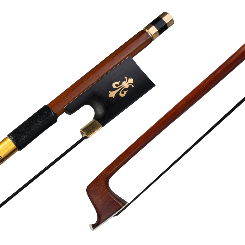 

Advanced IPE Bow 4/4 Violin Bow Round Stick Black Horsehair Ebony Frog W/ Fleur-de-lis Inlay Brass Mounted