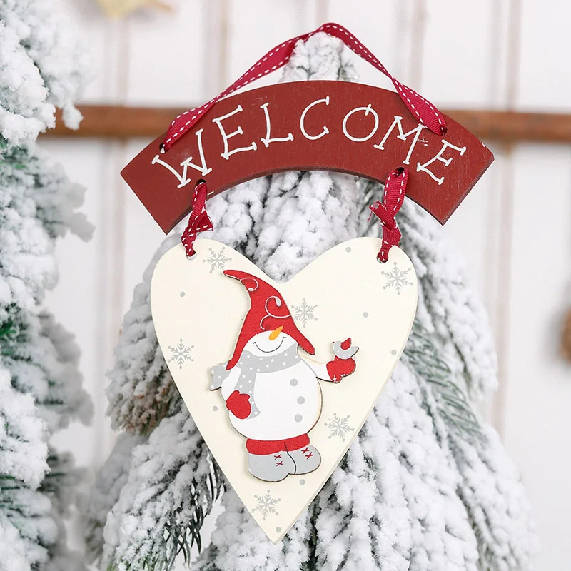 

DIY Christmas Hanging Ornaments Holiday Wooden Crafts Snowman Xmas New Year Party Welcome Tags for Home Door Window Decoration