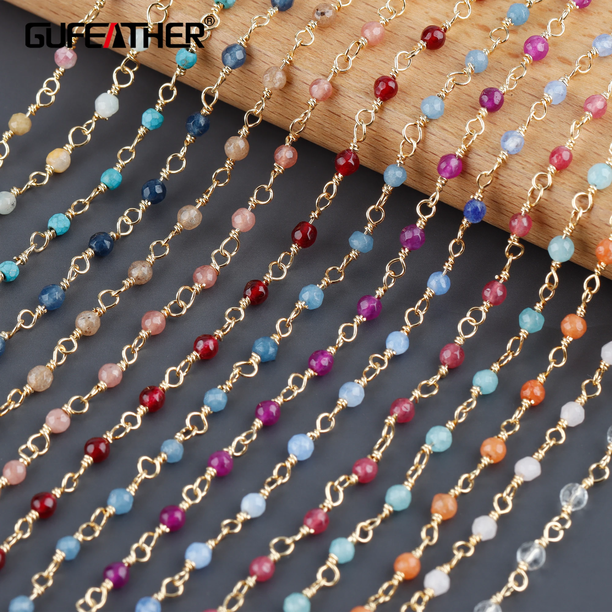 GUFEATHER C188,diy chain,pass REACH,nickel free,18k gold plated,copper,natural stone,diy bracelet necklace,jewelry making,1m/lot