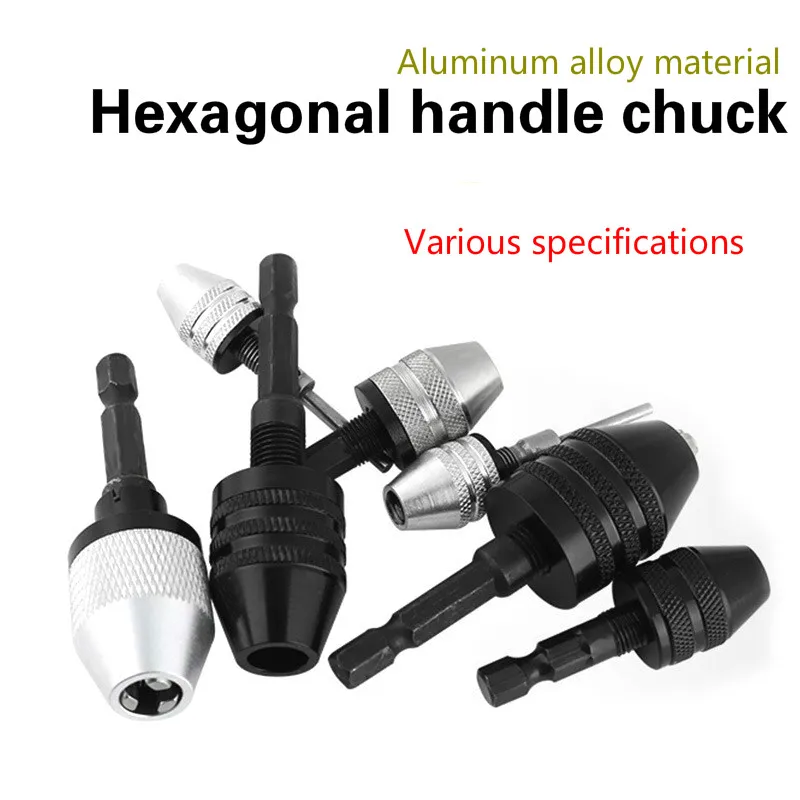 Hex wiertła bity Adapter Keyless uchwyt wału zacisk 0.3-8mm wał silnika elektrycznego Mini uchwyt wiertarski uchwyt 1/4 ''Hex Shank uchwyt wiertarski