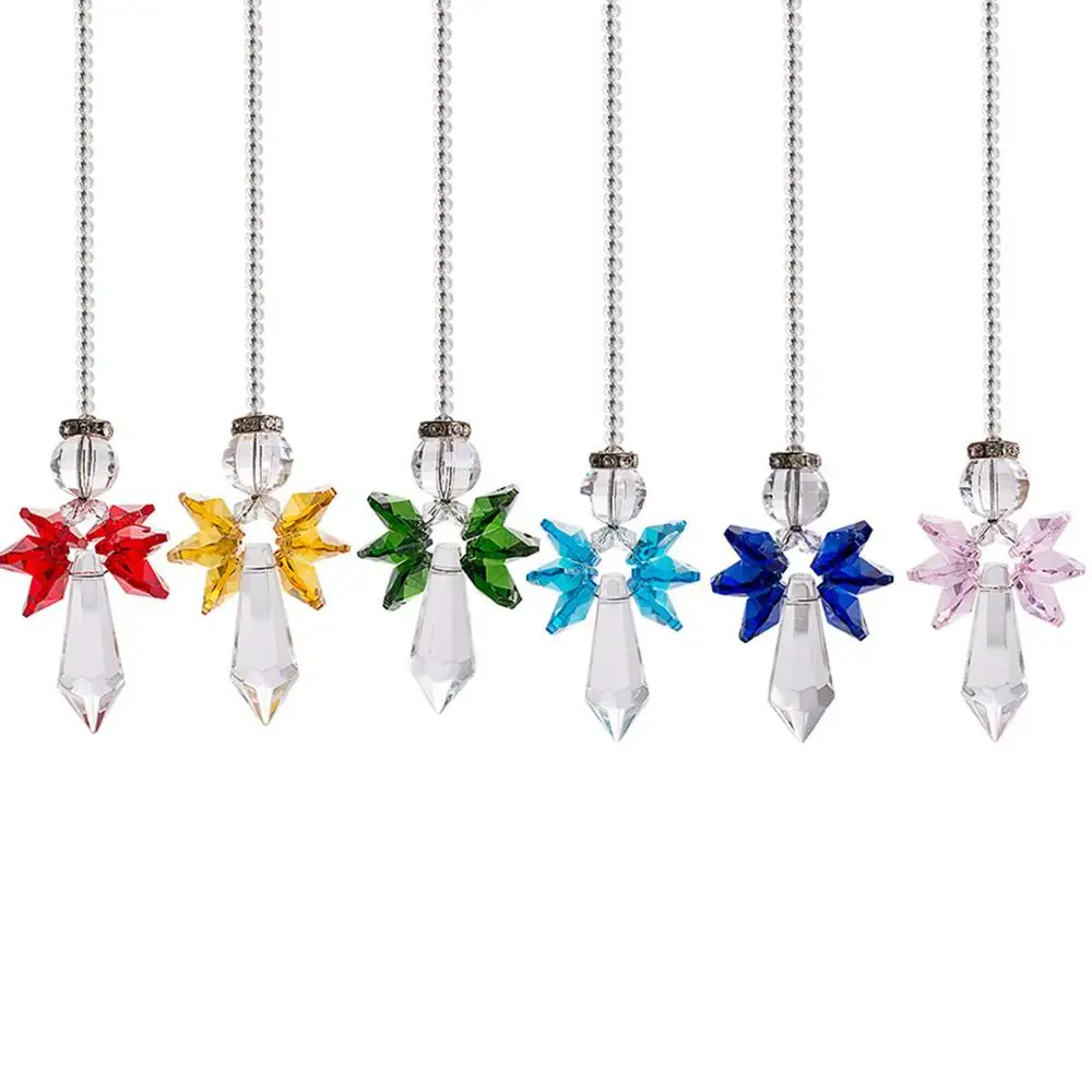 Camal 1pcs 195mm Rainbow Guardian Angel Crystal Suncatcher For Home Car Decoration Porch Decor Hangings Crystal Ornament