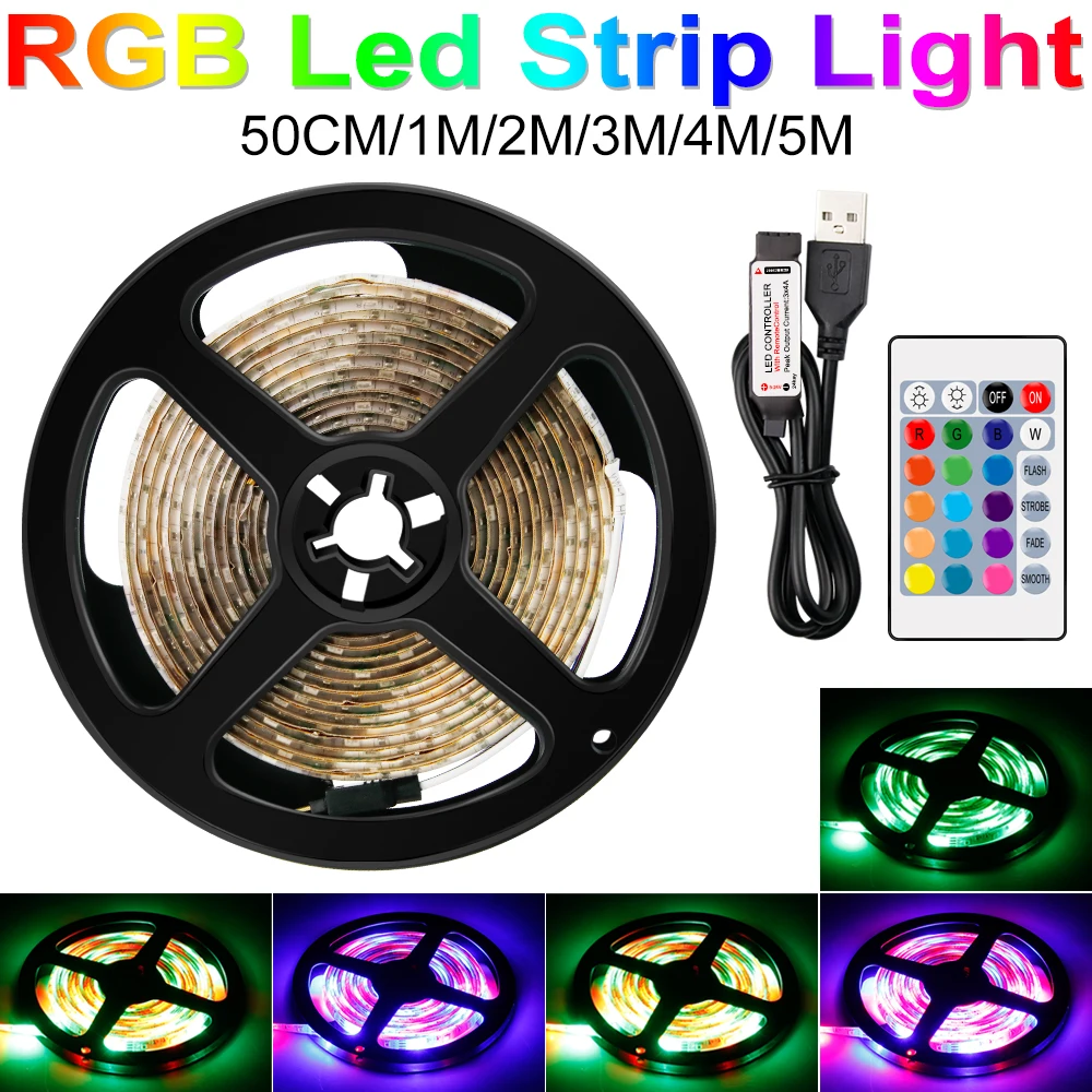 5V RGB Strip Waterproof Flexible Ribbon Fita 16 Color RGBW Light Strips For TV Desktop Screen BackLight Decoration Lamp 2835 SMD