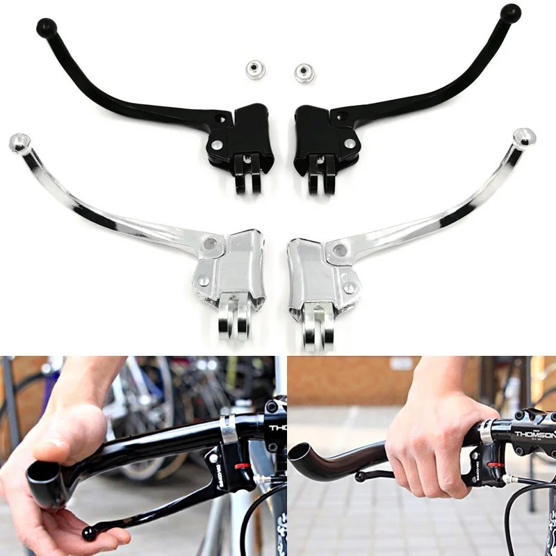 Bicycle Brake Lever DC139 Road Handlebar Bent Bar Brake Lever Black/Silver City Retro Bicycle Fixed Gear Bike Brake Handle Part