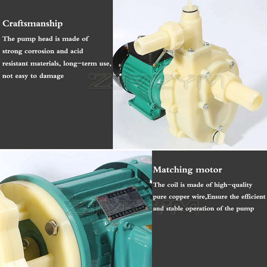 مضخة كيميائية مقاومة للأحماض والقلويات 750 واط مضخة مياه ذاتية الفتيلة مقاومة للتآكل منخفضة الضوضاء 2900r/min 220 فولت/380 فولت اختياري